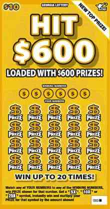 Hit $600 scratchcard - game number #1476 - front