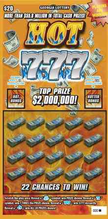 Hot 777 scratchcard - game number #1789 - front