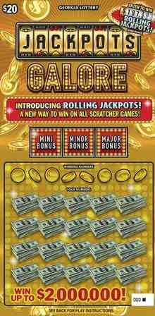 Jackpots Galore scratchcard - game number #1887 - front