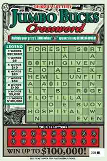Jumbo Bucks Crossword scratchcard - game number #1045 - front