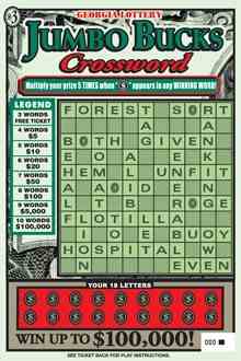 Jumbo Bucks Crossword scratchcard - game number #1412 - front