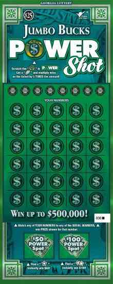 Jumbo Bucks Power Shot scratchcard - game number #1670 - front