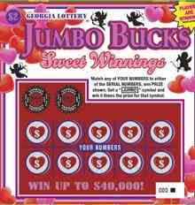 Jumbo Bucks Sweet Winnings scratchcard - game number #1823 - front