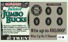 Junior Jumbo Bucks scratchcard - game number #1410 - front