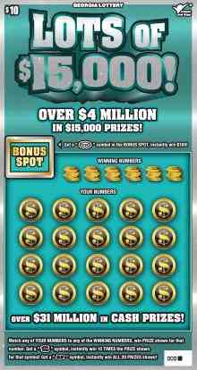 Lots Of $15,000! scratchcard - game number #1486 - front