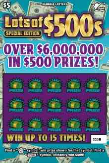 Lots Of $500S Special Edition scratchcard - game number #1377 - front
