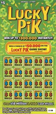 Lucky Pik scratchcard - game number #1825 - front