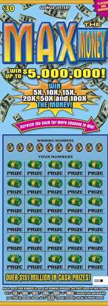 Max The Money scratchcard - game number #1827 - front