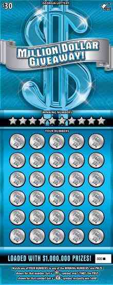Million Dollar Giveaway! scratchcard - game number #1634 - front