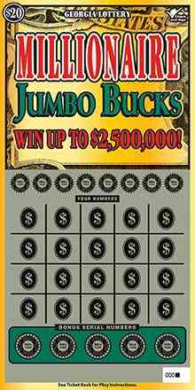 Millionaire Jumbo Bucks scratchcard - game number #1699 - front