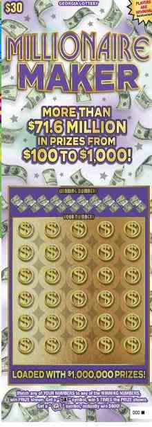Millionaire Maker scratchcard - game number #1843 - front