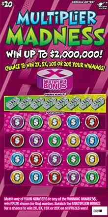 Multiplier Madness scratchcard - game number #1723 - front