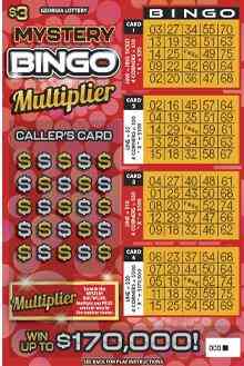 Mystery Bingo Multiplier scratchcard - game number #1858 - front