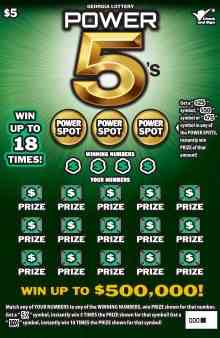 Power 5'S scratchcard - game number #1386 - front