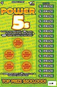 Power 5S scratchcard - game number #1664 - front