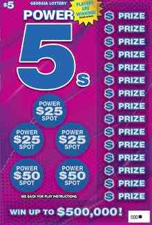 Power 5S scratchcard - game number #1820 - front