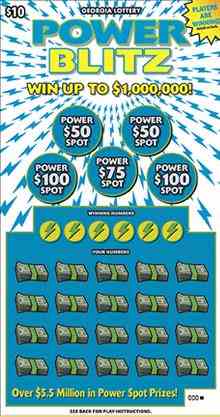 Power Blitz scratchcard - game number #1805 - front