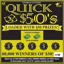 Quick $50'S scratchcard - game number #1460 - front
