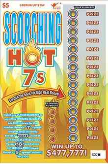 Scorching Hot 7S scratchcard - game number #1731 - front