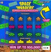 Space Invaders Cash Invasion scratchcard - game number #1567 - front