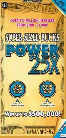 Super-Sized Bucks Power 25X scratchcard - game number #1816 - front