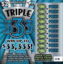Triple 333 scratchcard - game number #1601 - front