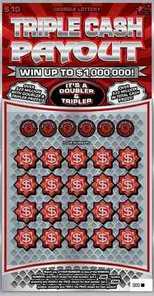 Triple Cash Payout scratchcard - game number #1594 - front