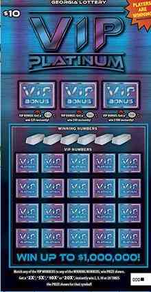 Vip Platinum scratchcard - game number #1826 - front