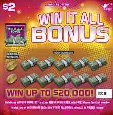 Win It All Bonus scratchcard - game number #1781 - front