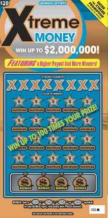 Xtreme Money scratchcard - game number #1831 - front
