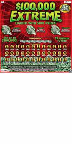 $100,000 Extreme scratchcard - game number #1855 - front