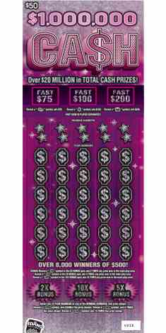 $1,000,000 Ca$H scratchcard - game number #1811 - front