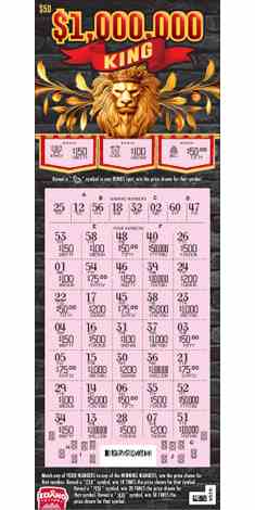 $1,000,000 King scratchcard - game number #1847 - front-scratched