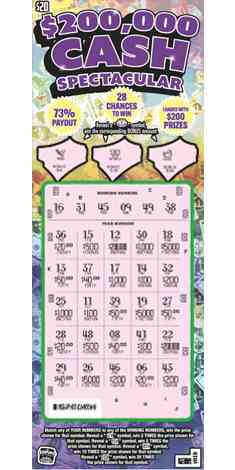 $200,000 Cash Spectacular scratchcard - game number #1849 - front-scratched