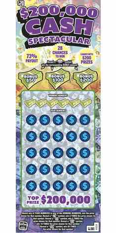 $200,000 Cash Spectacular scratchcard - game number #1849 - front