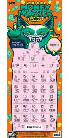$200,000 Money Monster Jackpot scratchcard - game number #1874 - front-scratched