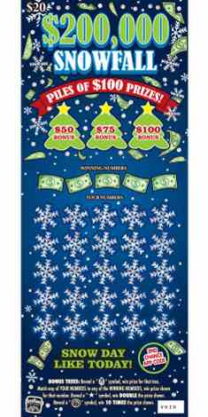 $200,000 Snowfall scratchcard - game number #1823 - front