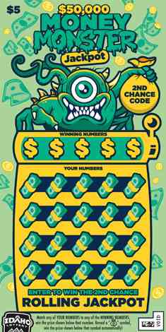 $50,000 Money Monster Jackpot scratchcard - game number #1872 - front