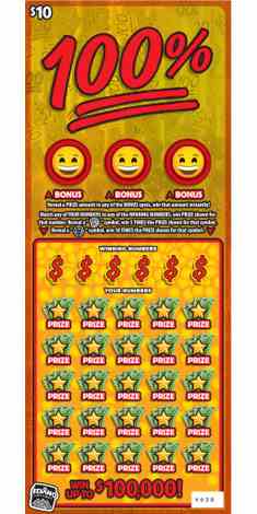 100% scratchcard - game number #1836 - front