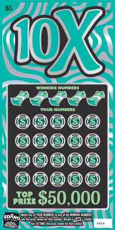 10X Multiplier scratchcard - game number #1898 - front