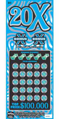20X Multiplier scratchcard - game number #1899 - front