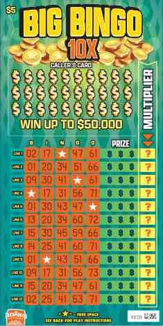 Big Bingo 10X scratchcard - game number #1901 - front