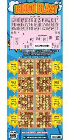 Bingo Blast scratchcard - game number #1841 - front-scratched