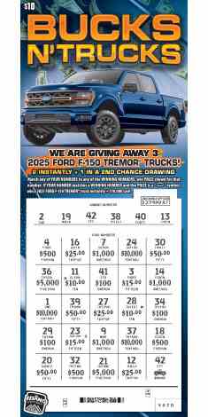 Bucks N' Trucks scratchcard - game number #1839 - front-scratched
