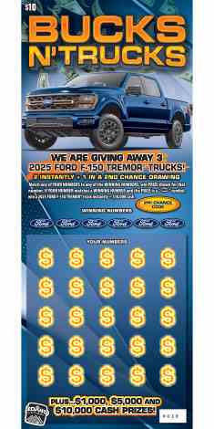 Bucks N' Trucks scratchcard - game number #1839 - front