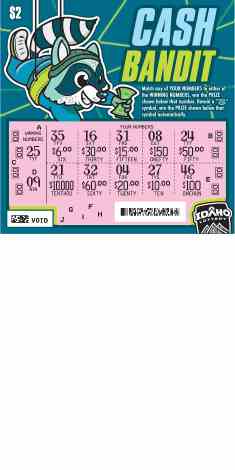 Cash Bandit scratchcard - game number #1865 - front-scratched