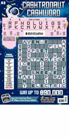 Cashtronaut Cashword scratchcard - game number #1856 - front-scratched
