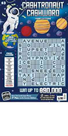 Cashtronaut Cashword scratchcard - game number #1856 - front