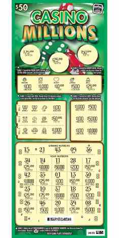 Casino Millions scratchcard - game number #1828 - front-scratched