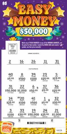 Easy Money scratchcard - game number #1846 - front-scratched